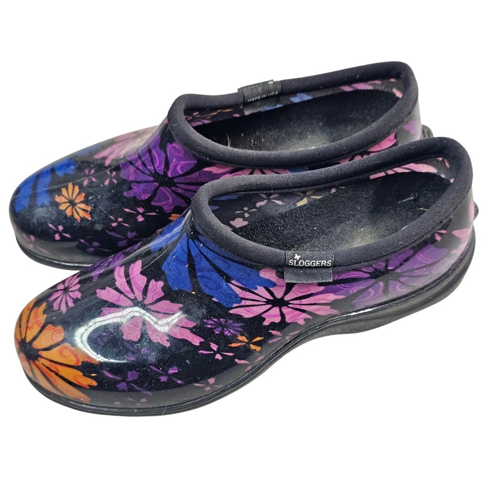 Sloggers Womens 10 Garden Shoes Waterproof Floral Slip On Clogs Flower Power